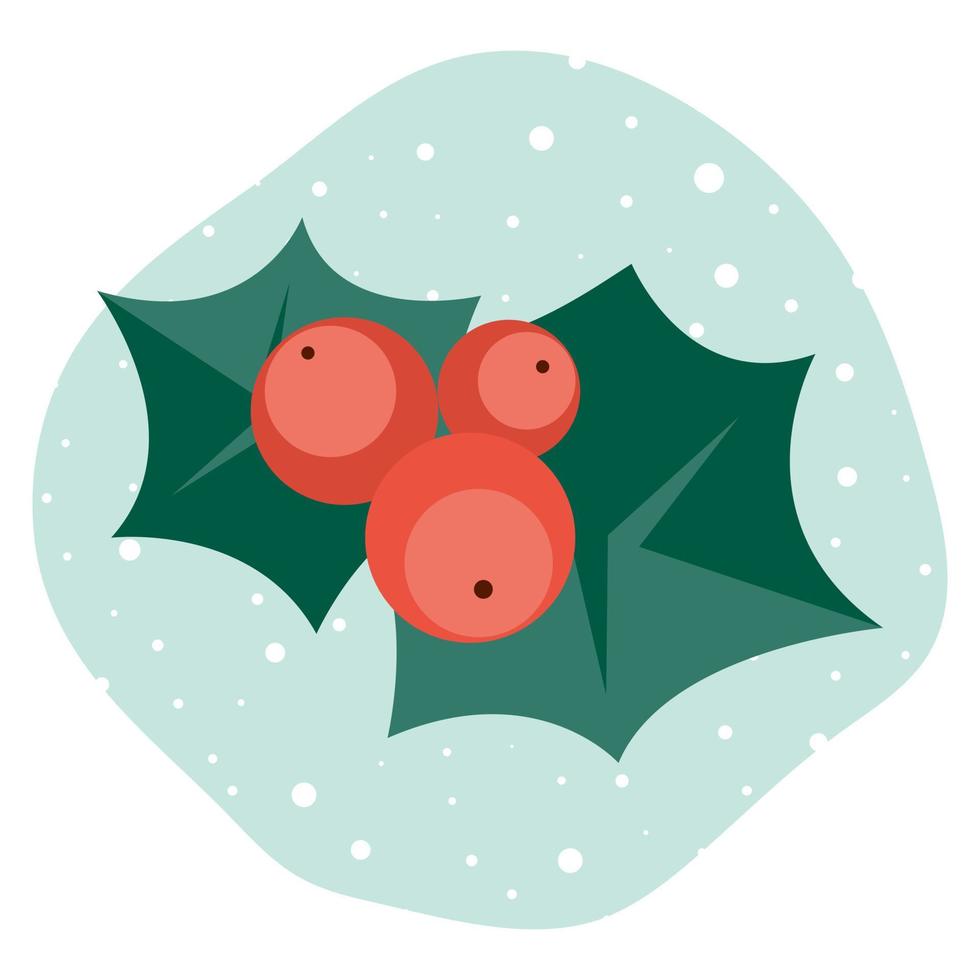 Symbol of red xmas holly. Christmas vector illustration.