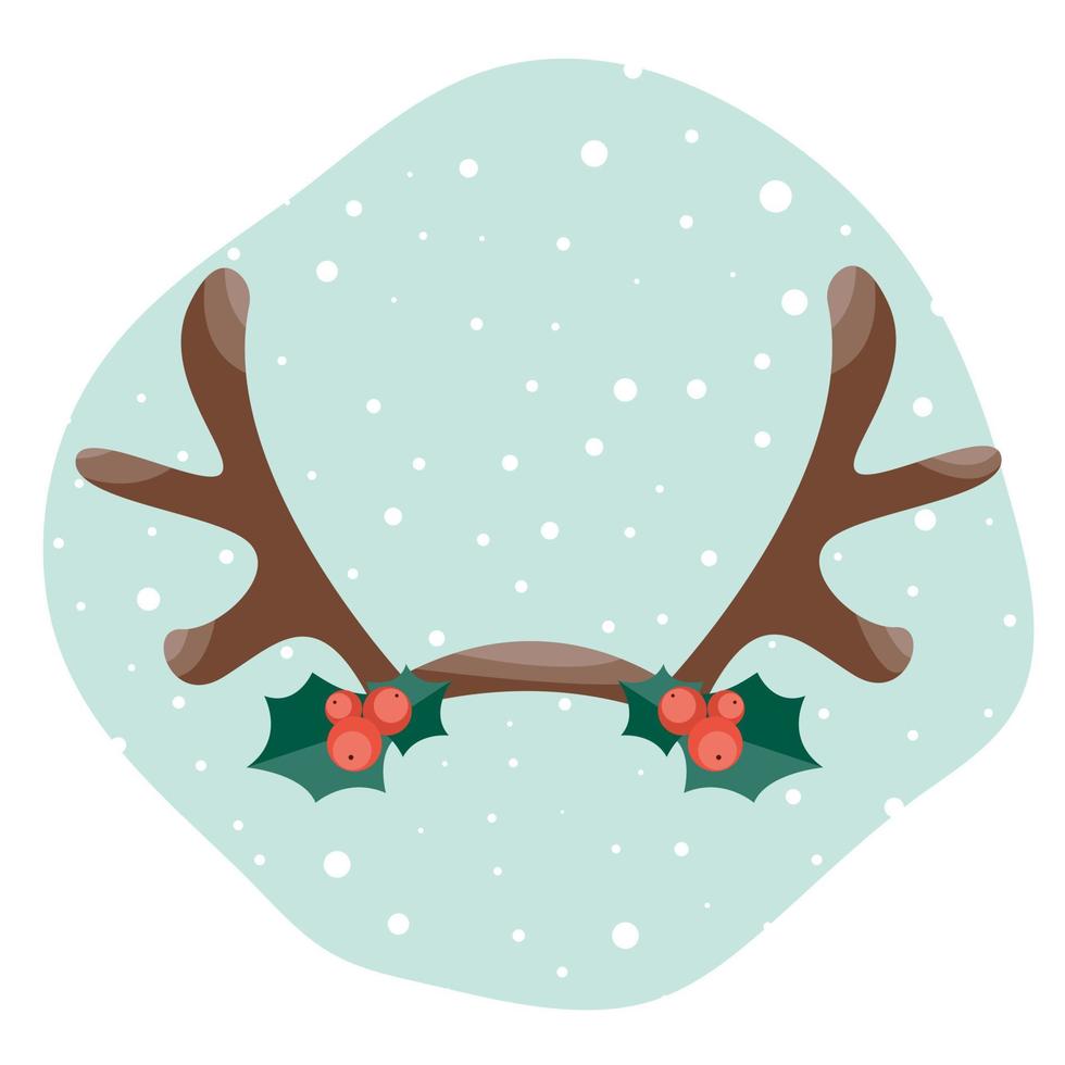 Symbol of decorated antlers. Christmas vector illustration in flat style.