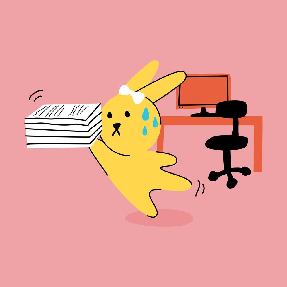 Rabbit character. Cartoon vector. Hand drawn vector. Decorative vector. vector