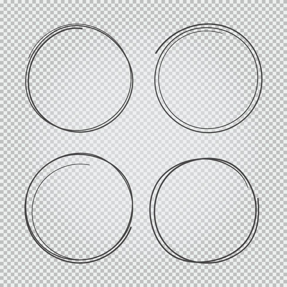 4 hand drawn scribble circles set vector
