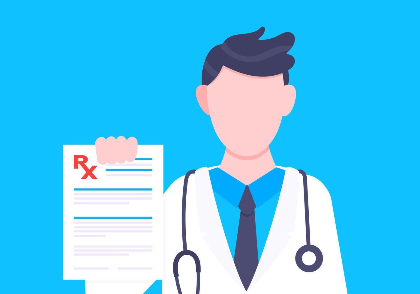 Ilustración de vector de diseño de estilo plano de prescripción de formulario médico rx.