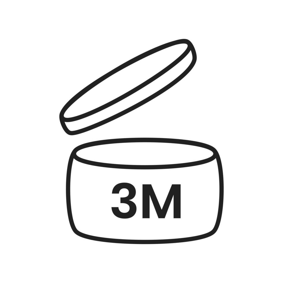 Período de 3 m después de la ilustración de vector de diseño de estilo plano de signo de icono de pao abierto aislado sobre fondo blanco.