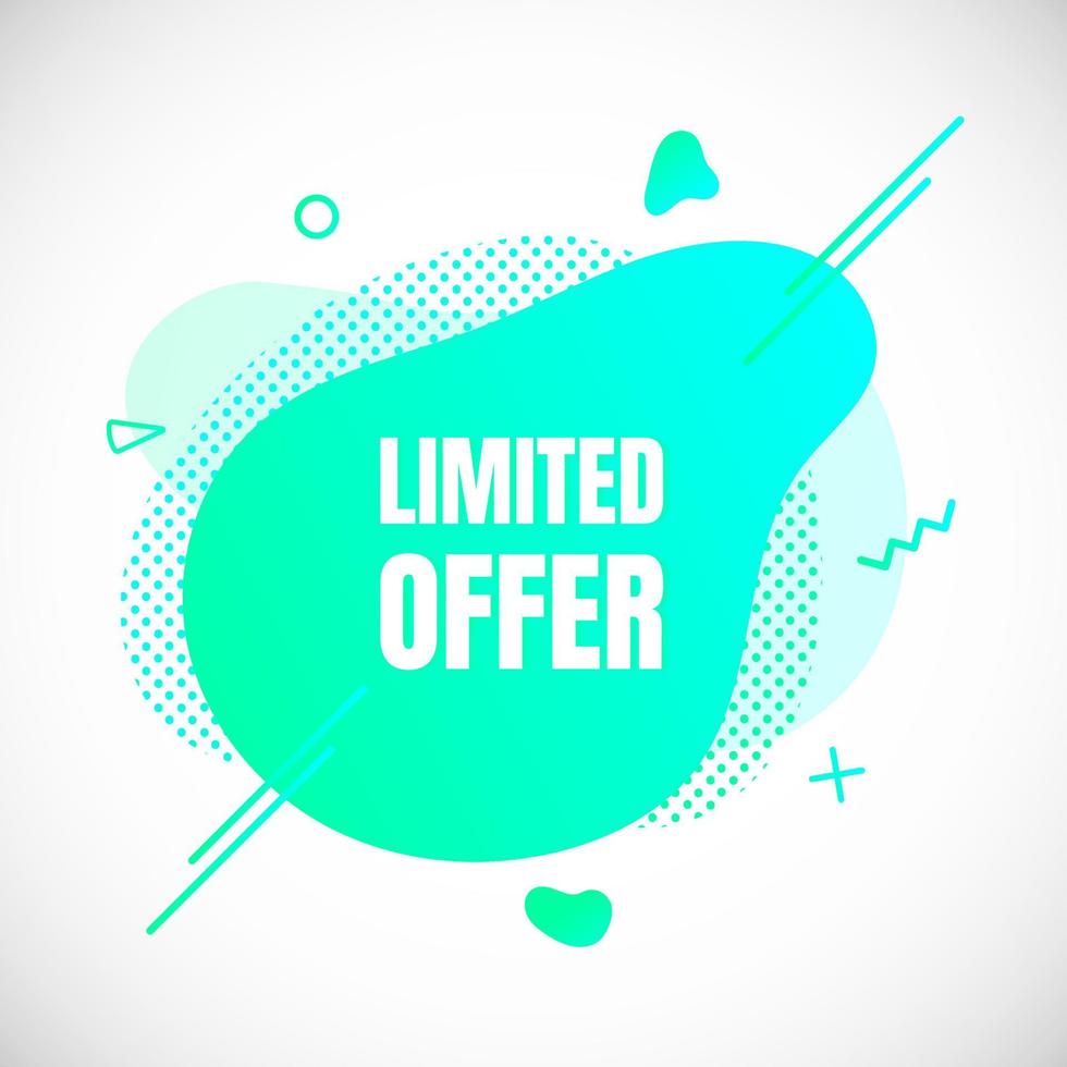 Modern liquid abstract special offer price sign LIMITED OFFER text gradient flat style design fluid vector colorful vector illustration banner simple shape advertising big sale or clearance symbol.