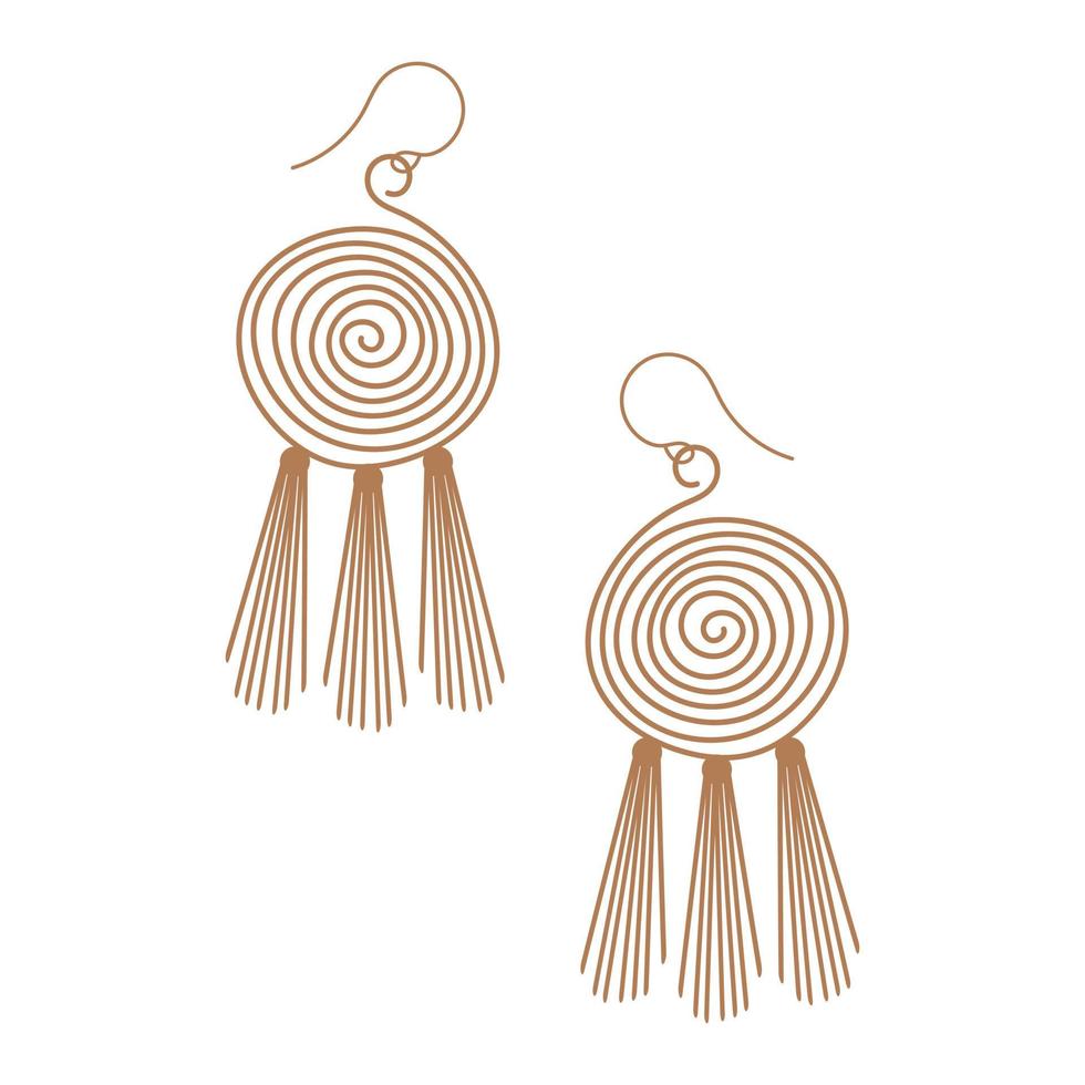 Earrings in boho style. Handmade jewelry in ethnic style. Elegant accessory in bohemian style. vector