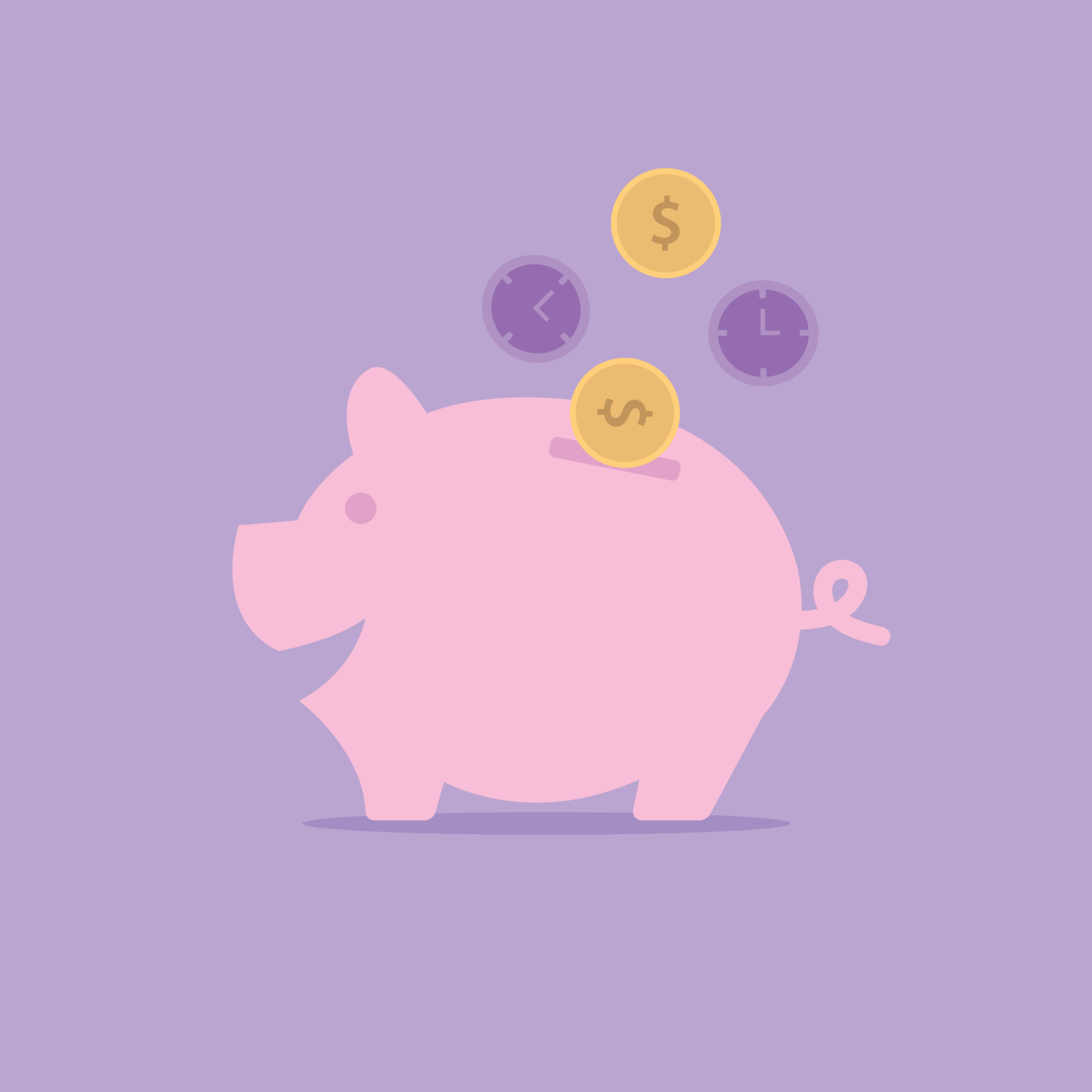 Illustration Time is Money stored in a cute pink piggy bank 6736565