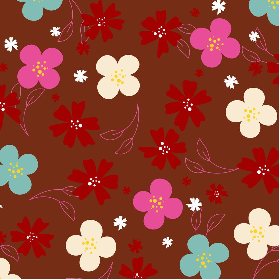 Abstract flat hand draw floral pattern background. Vector. vector