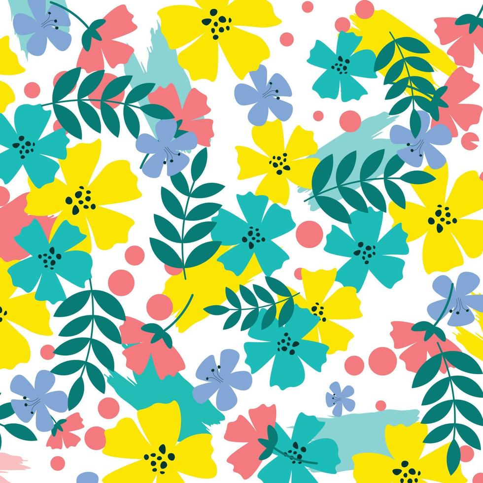 Abstract flat hand draw floral pattern background. Vector. vector
