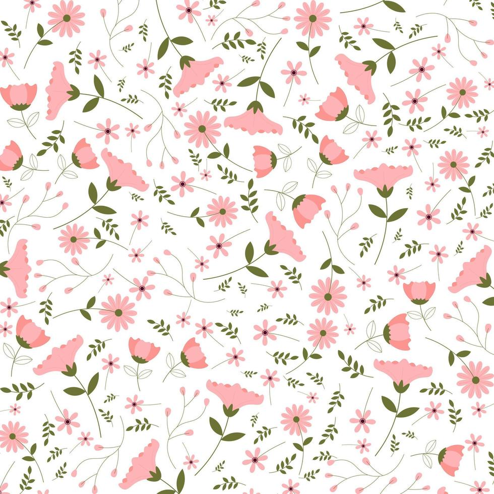 Abstract flat hand draw floral pattern background. Vector. vector