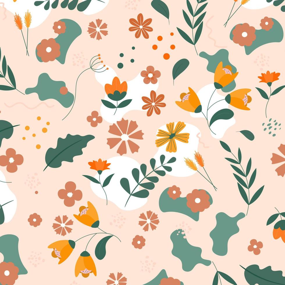 Abstract flat hand draw floral pattern background. Vector. vector