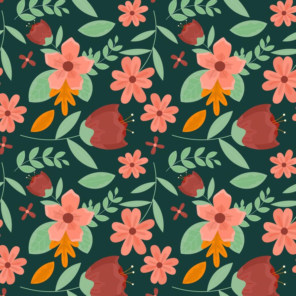 Abstract flat hand draw floral pattern background. Vector. vector