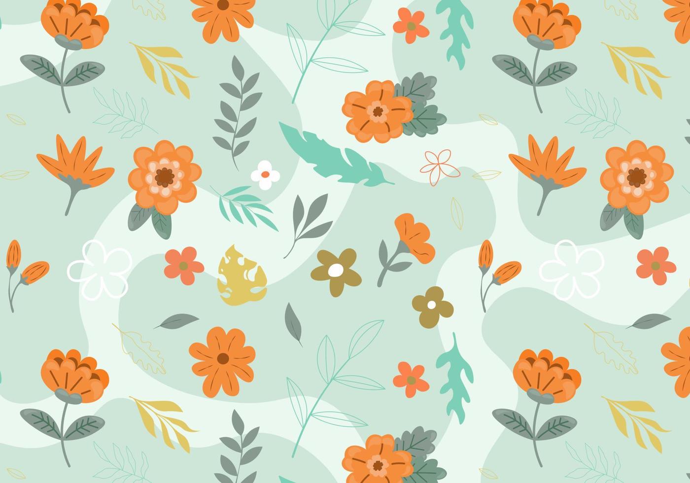 Abstract flat hand draw floral pattern background. Vector. vector