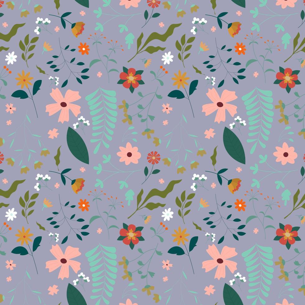 Abstract flat hand draw floral pattern background. Vector. vector