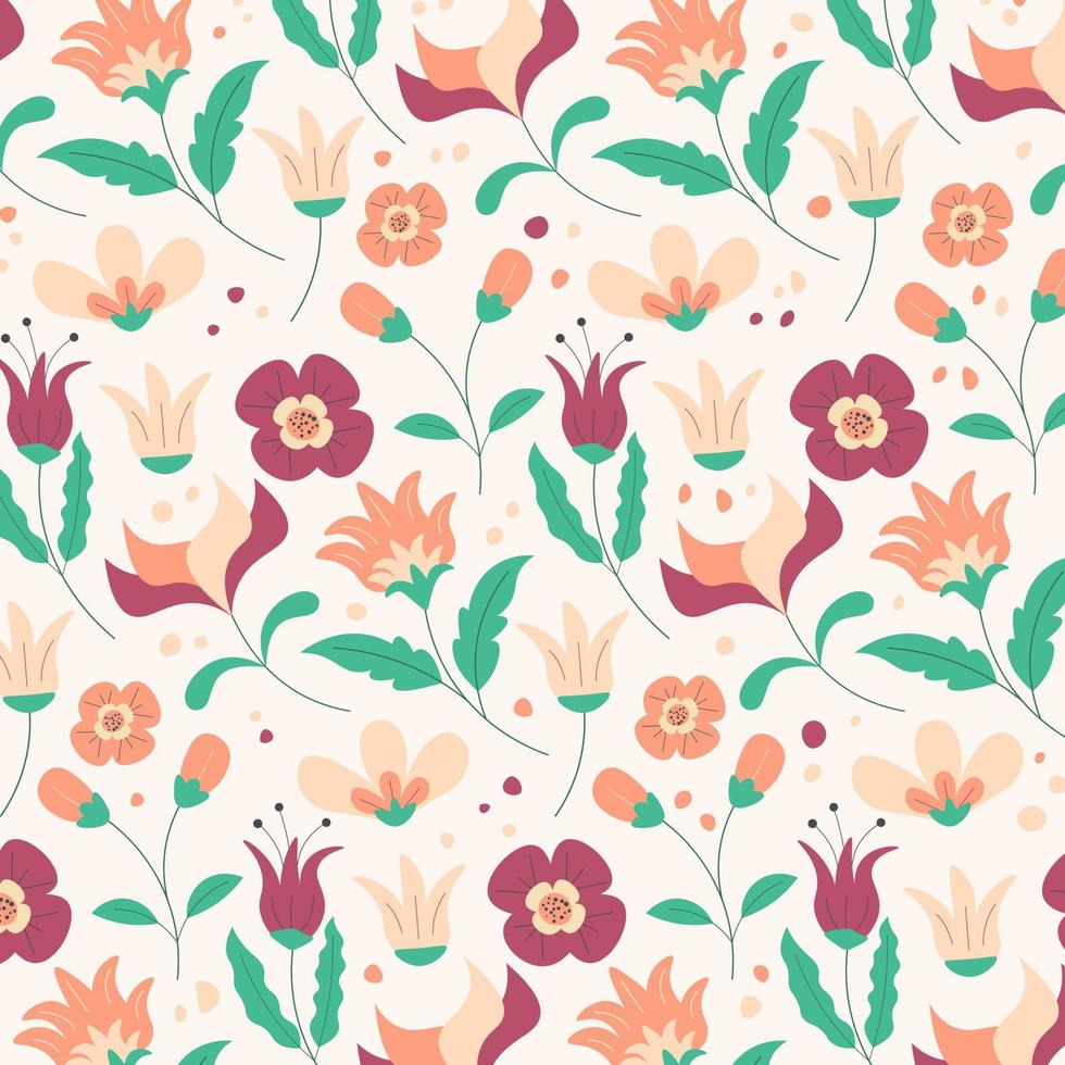 Abstract flat hand draw floral pattern background. Vector. vector