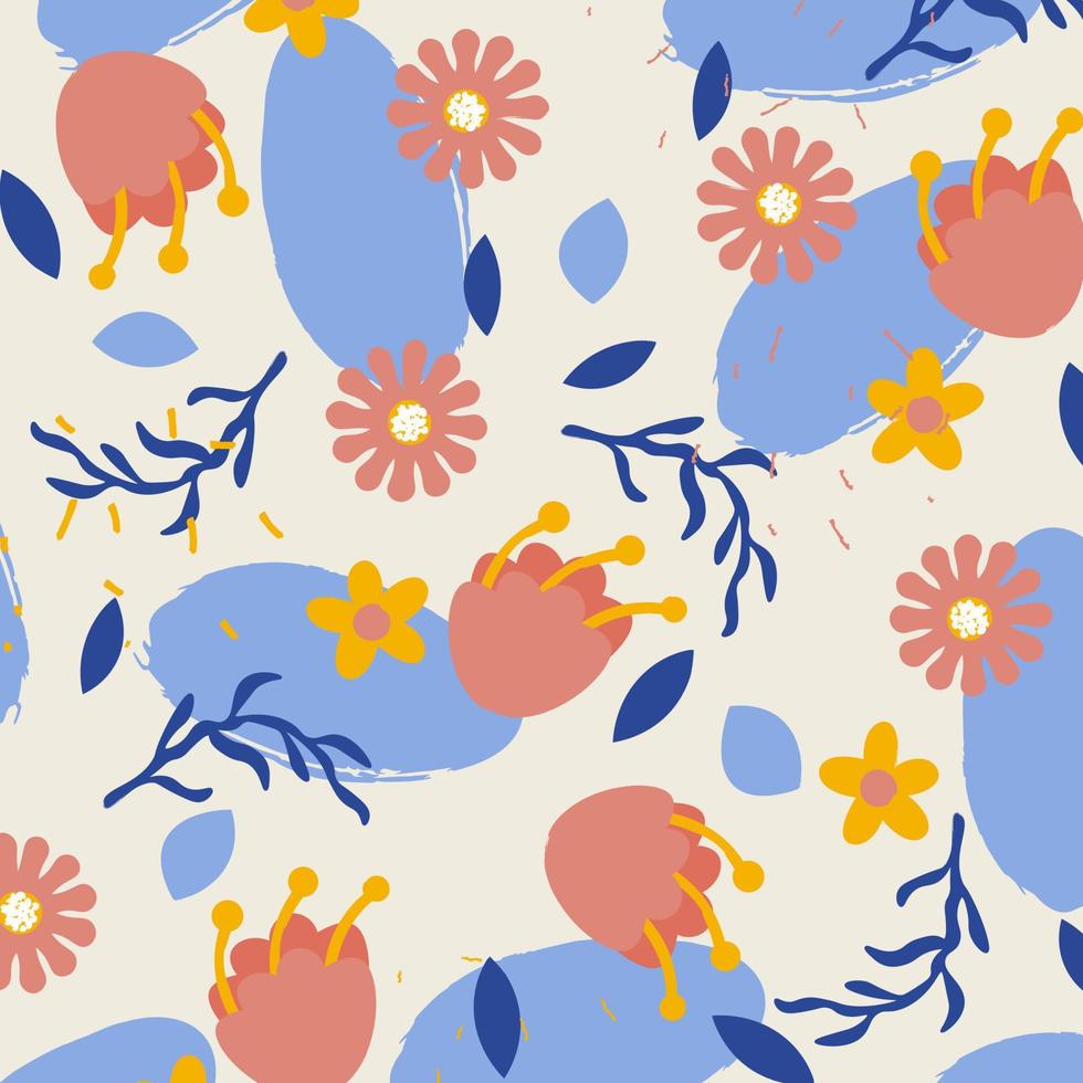 Abstract flat hand draw floral pattern background. Vector. vector