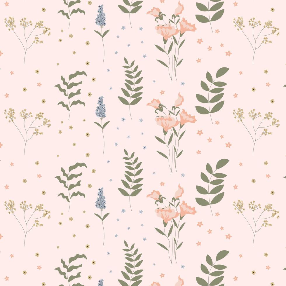 Abstract flat hand draw floral pattern background. Vector. vector