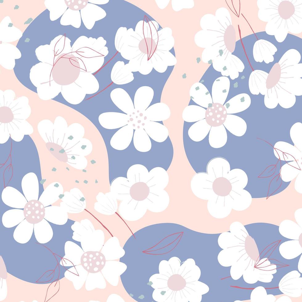 Abstract flat hand draw floral pattern background. Vector. vector