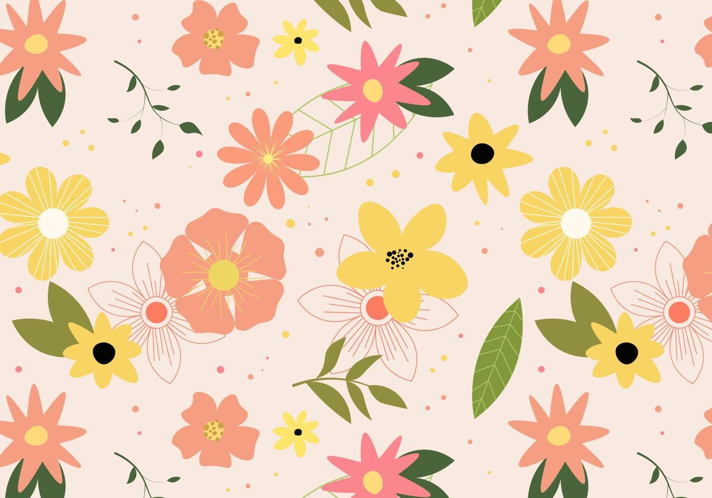 Abstract flat hand draw floral pattern background. Vector. vector