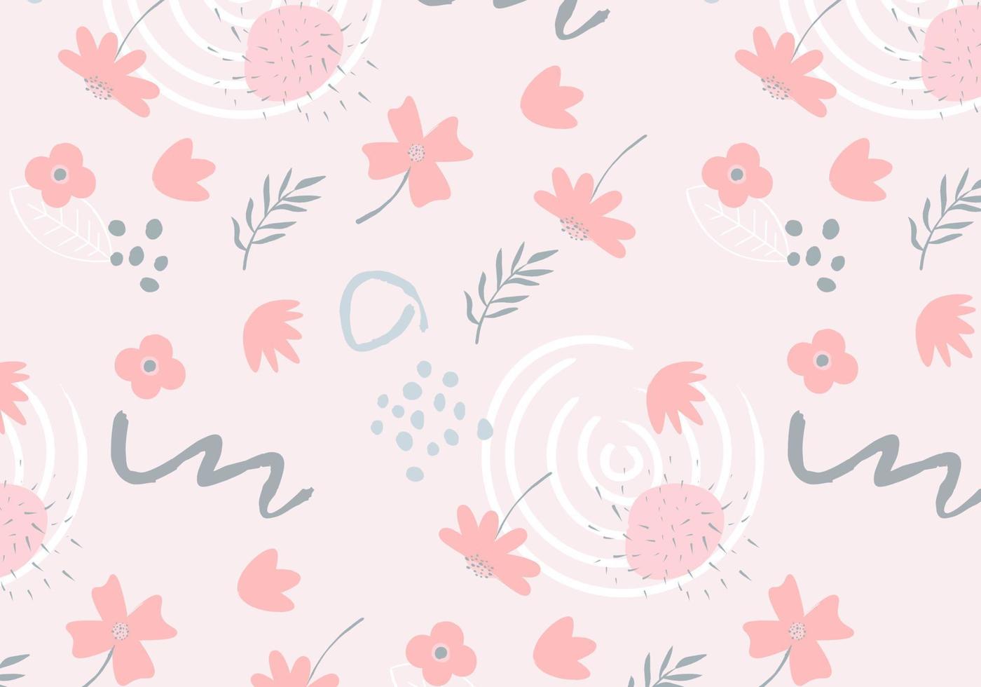 Abstract flat hand draw floral pattern background. Vector. vector