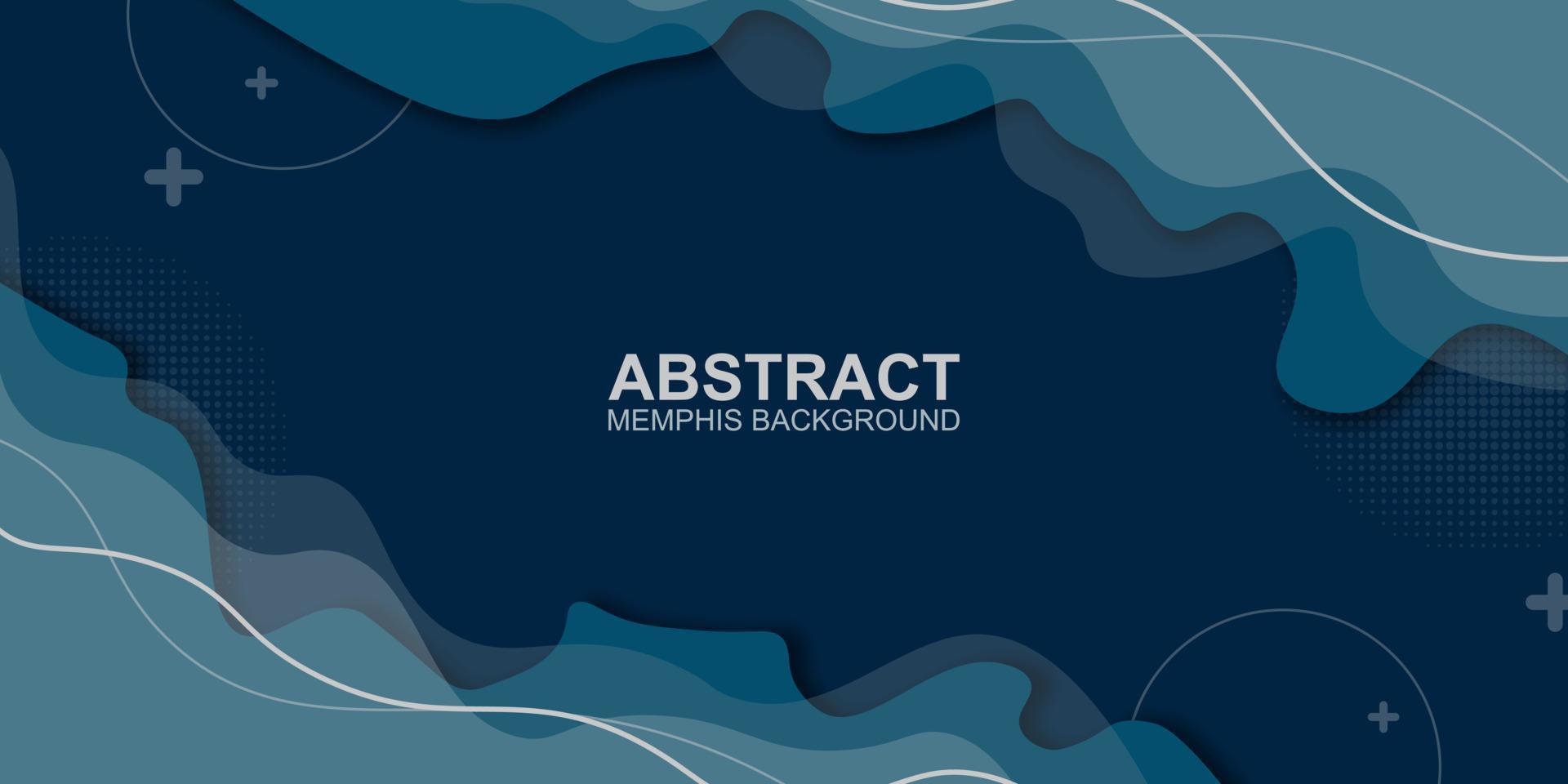 memphis de semitono azul abstracto con líneas grises y fondo de banner circular. vector. vector