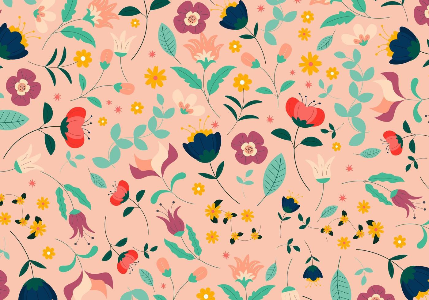 Abstract flat hand draw floral pattern background. Vector. vector