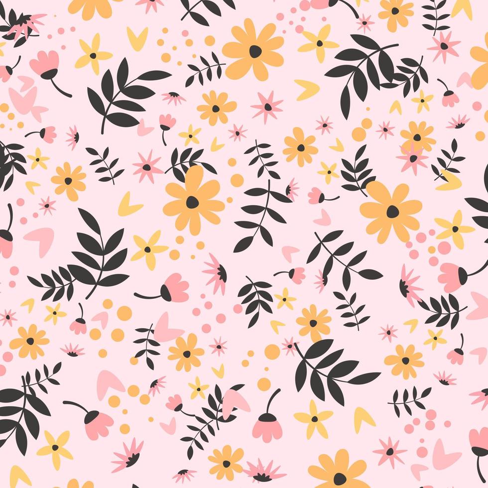 Abstract flat hand draw floral pattern background. Vector. vector