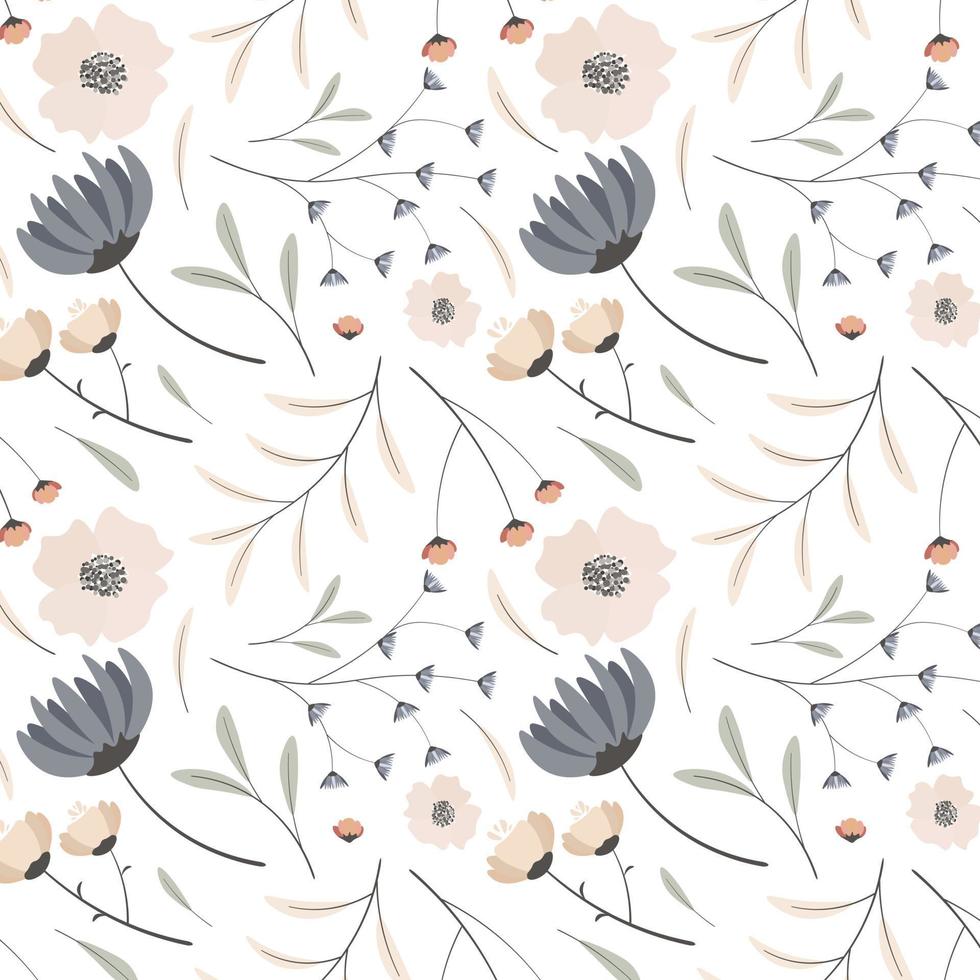 Abstract flat hand draw floral pattern background. Vector. vector