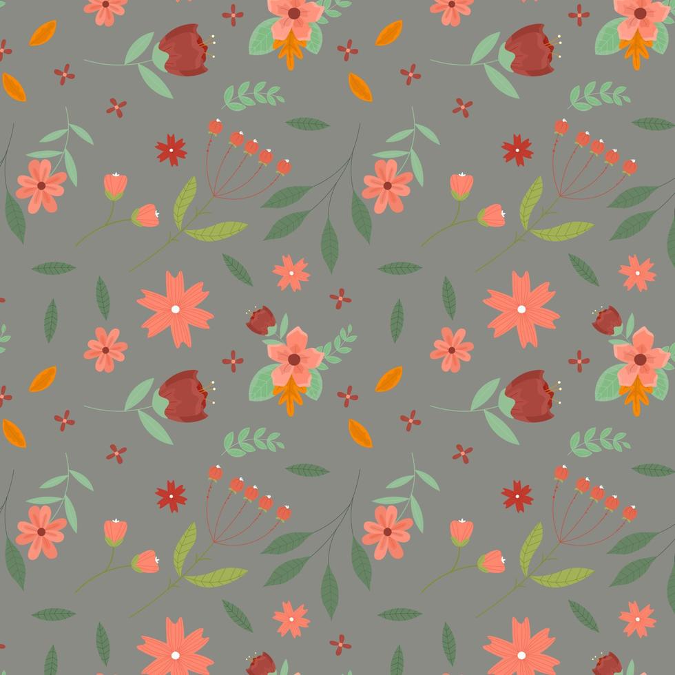 Abstract flat hand draw floral pattern background. Vector. vector