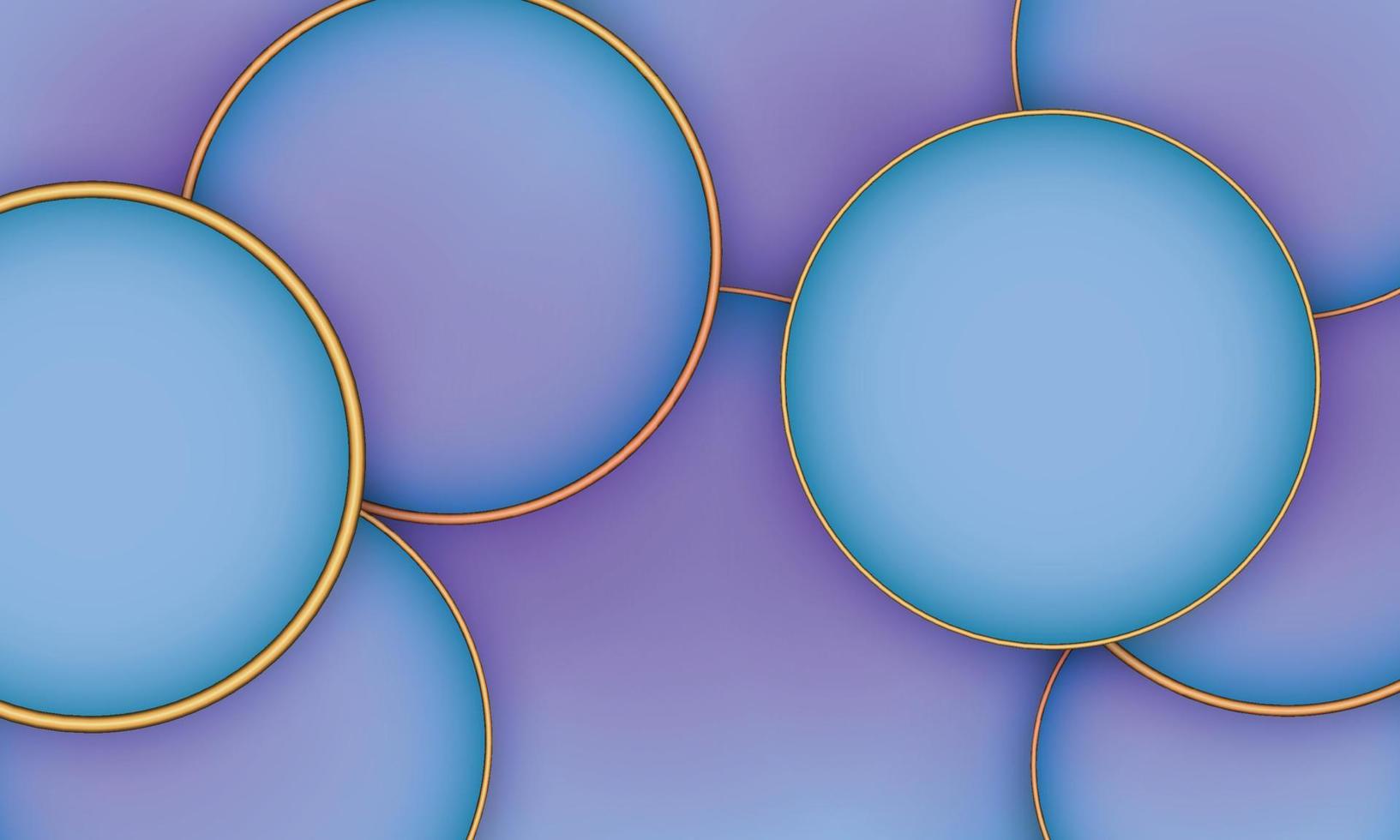 Abstract blue circle with golden frame overlapping layer. vector
