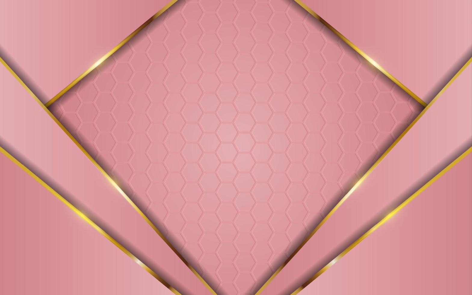 combinación de fondo degradado rosa de lujo con línea dorada vector