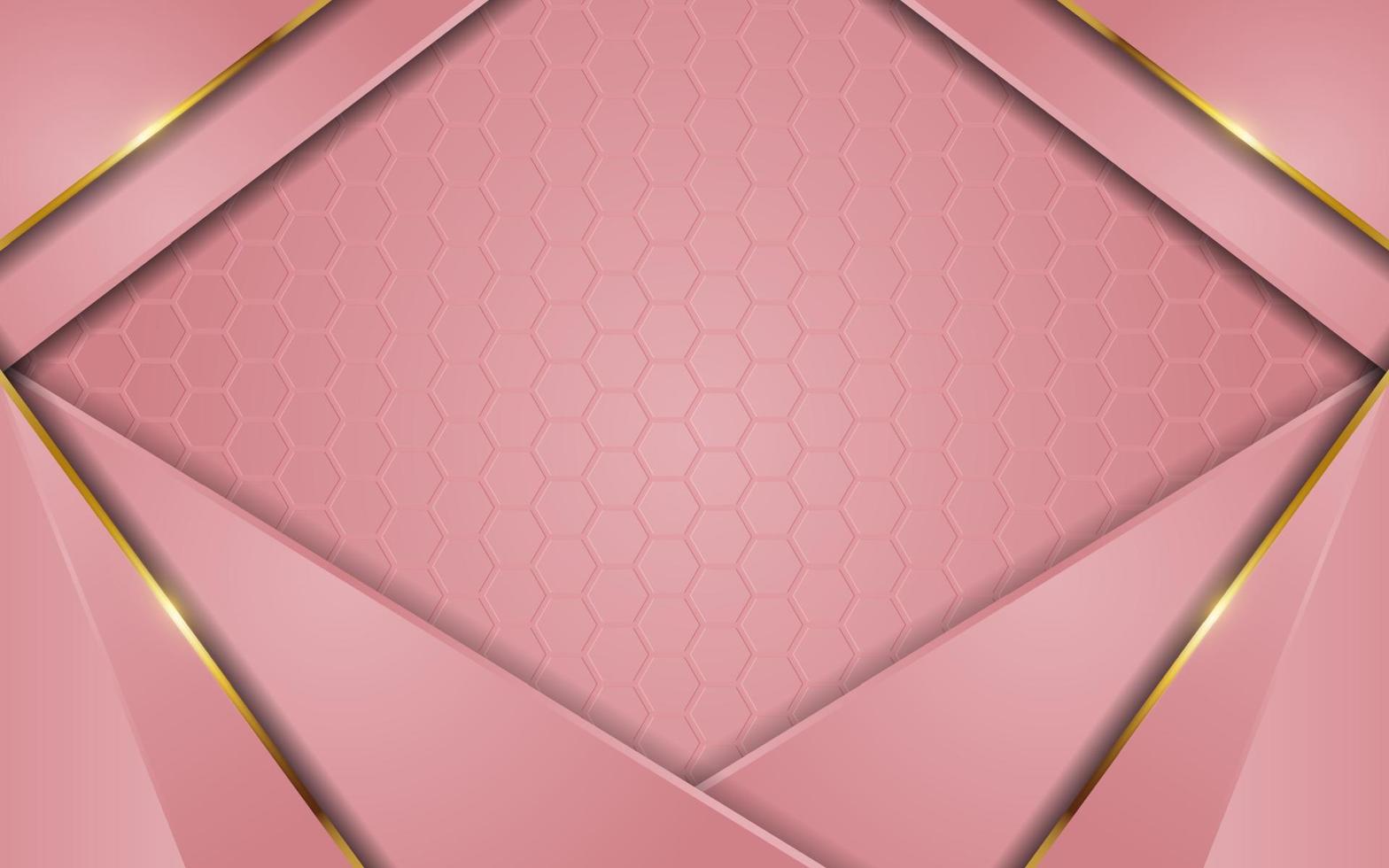 combinación de fondo degradado rosa de lujo con línea dorada vector