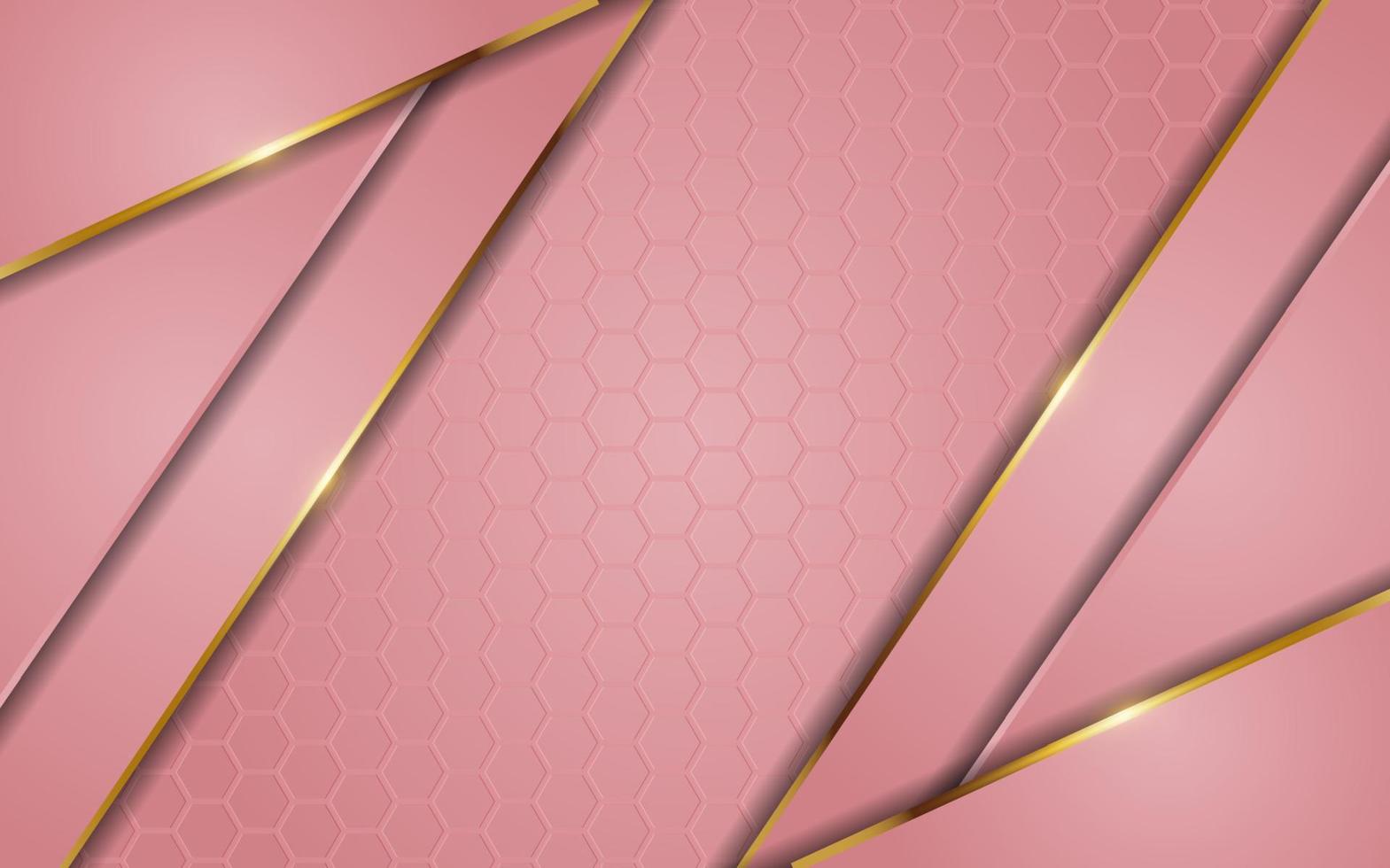 combinación de fondo degradado rosa de lujo con línea dorada vector