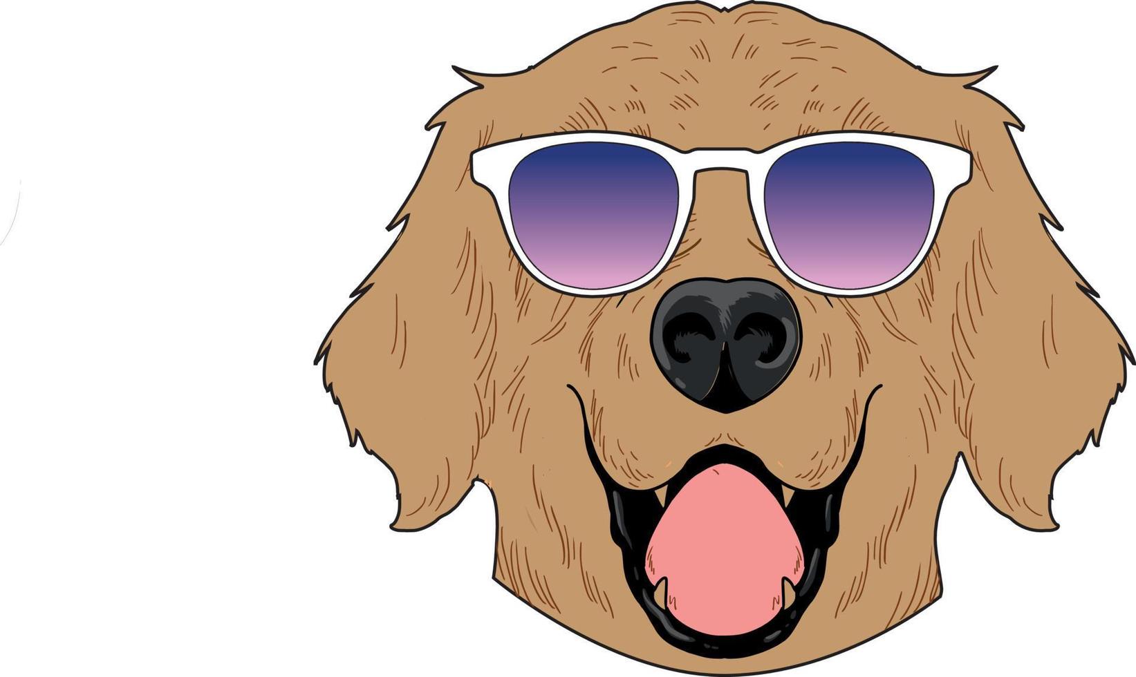 Dog  portrait cartoon beautiful dog with sunglasses. vector