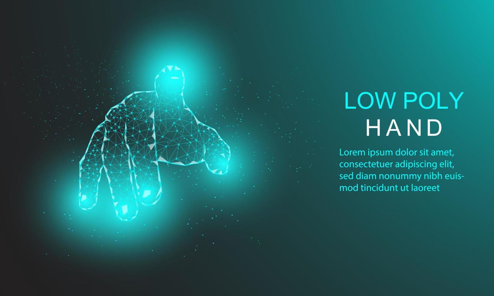 Human hand presses a button with the index finger. Intelligent technology innovation. business idea 3d low poly low poly glyph isolated vector illustration