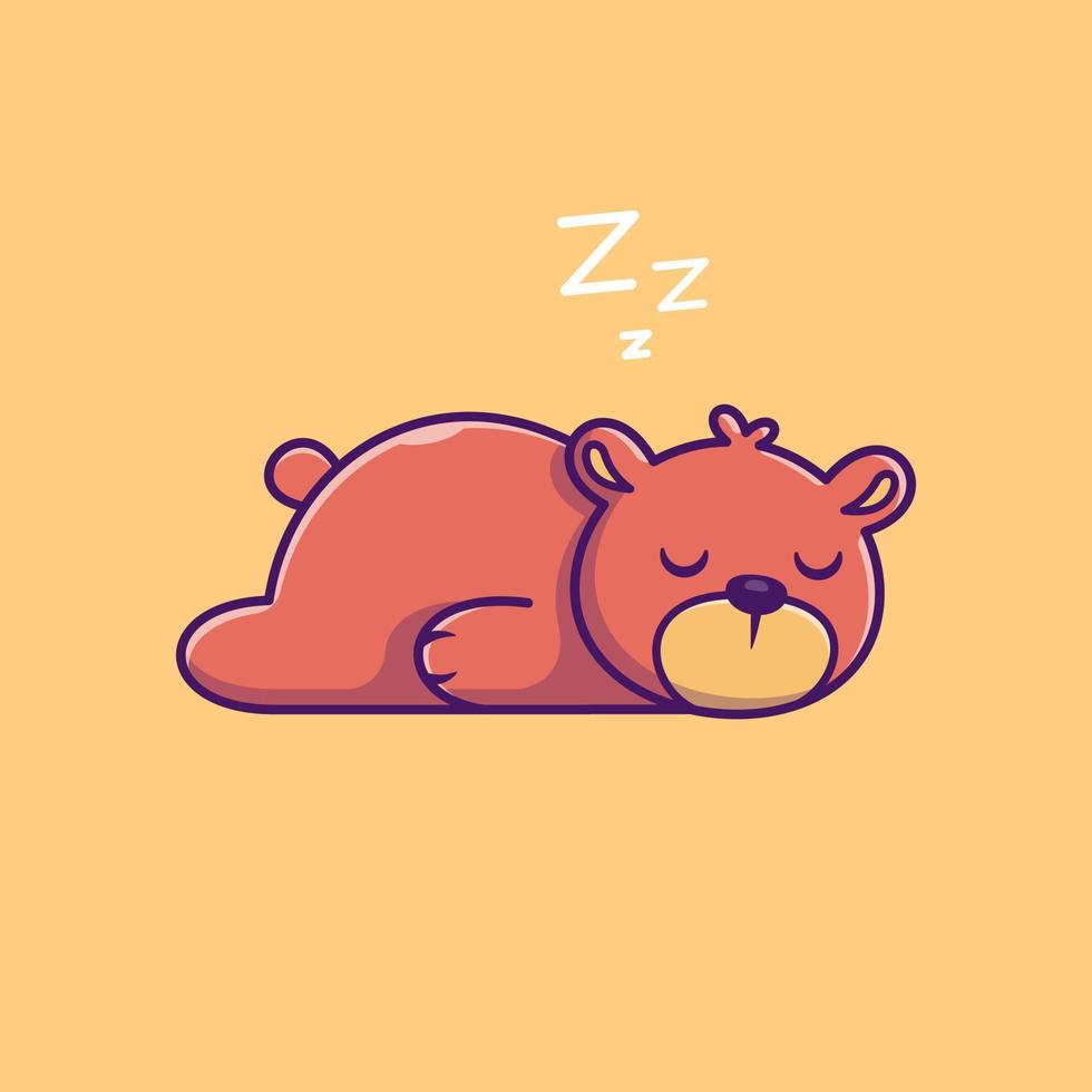 Cute Bear Sleeping Cartoon Vector Icon Illustration. Animal  Nature Icon Concept Isolated Premium Vector. Flat Cartoon  Style