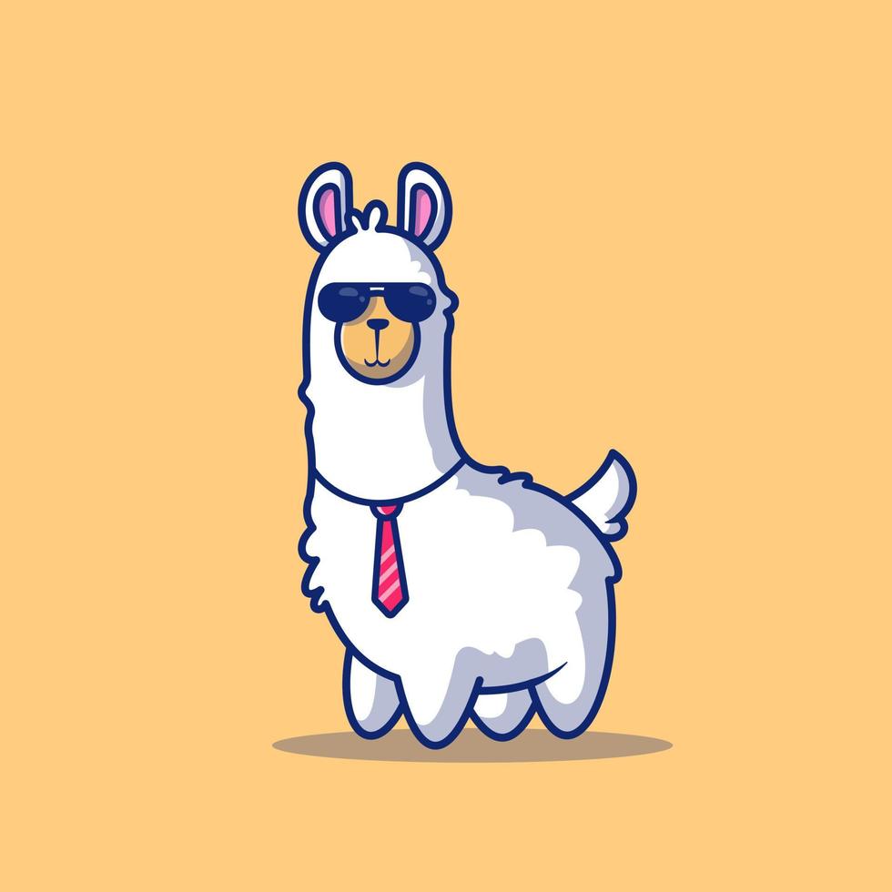 Cute Business Llama Cartoon Vector Icon Illustration. Animal  Business Icon Concept Isolated Premium Vector. Flat Cartoon  Style
