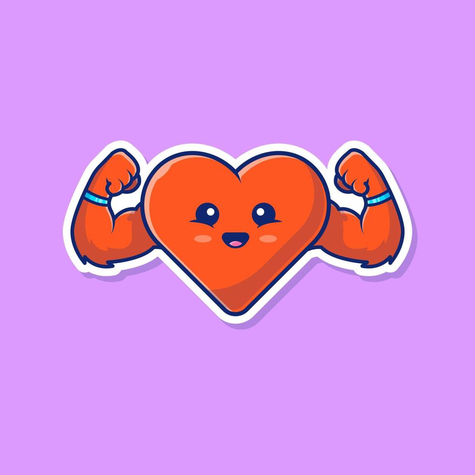 Strong Heart Cartoon Vector Icon Illustration. People Medical  Icon Concept Isolated Premium Vector. Flat Cartoon Style