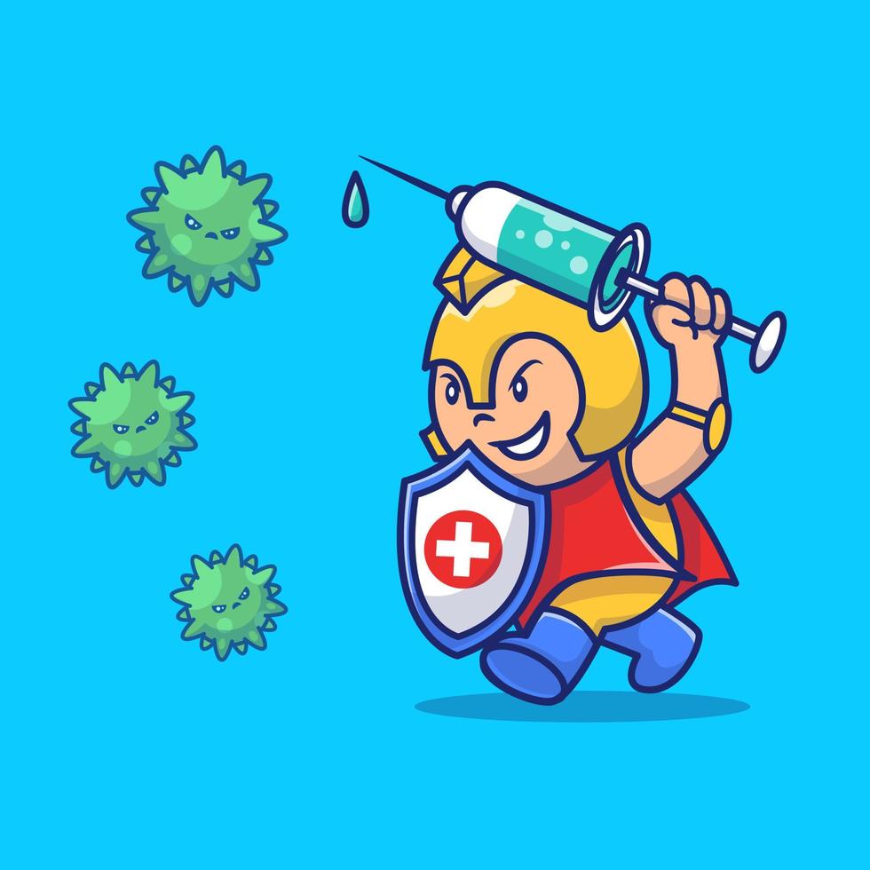 People Fight Corona Virus Cartoon Vector Icon Illustration.  People Medical Icon Concept Isolated Premium Vector. Flat  Cartoon Style