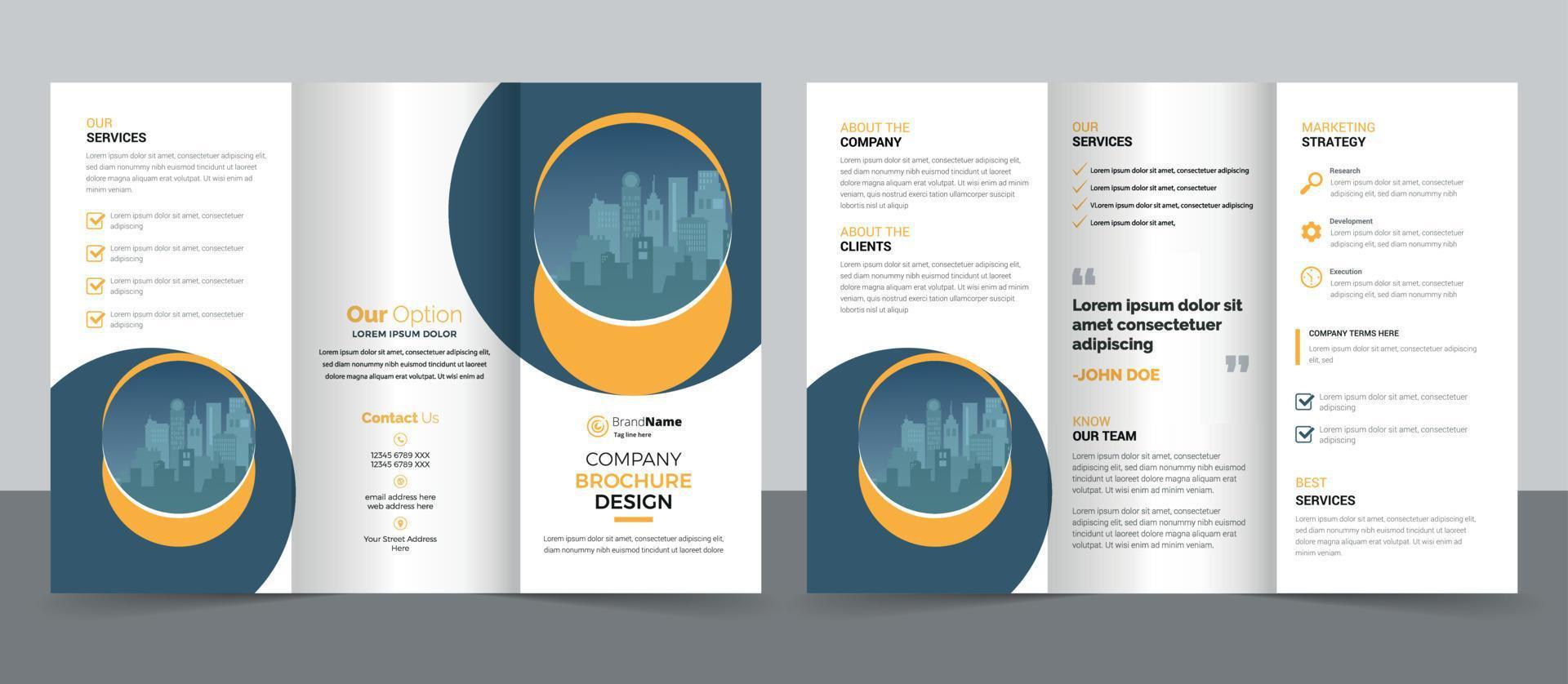 Trifold Brochure Design Template for Your Company, Corporate, Business, Advertising, Marketing, Agency, and Internet Business vector