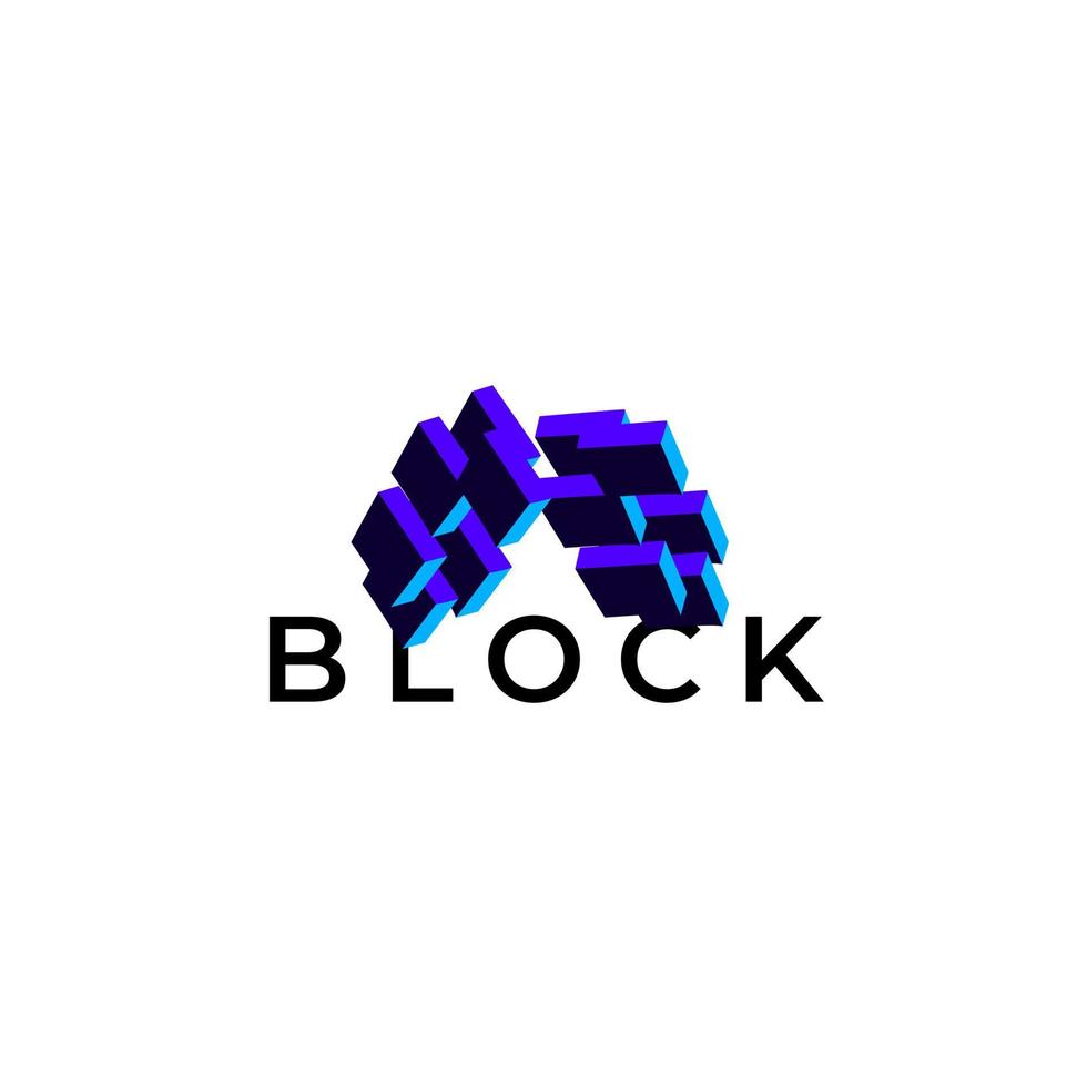 abstract block tech modern logo design vector