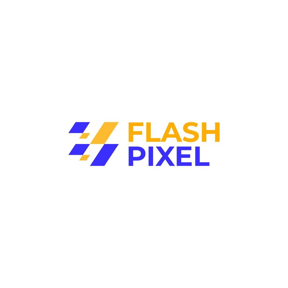 flash pixel abstract tech modern flat logo vector