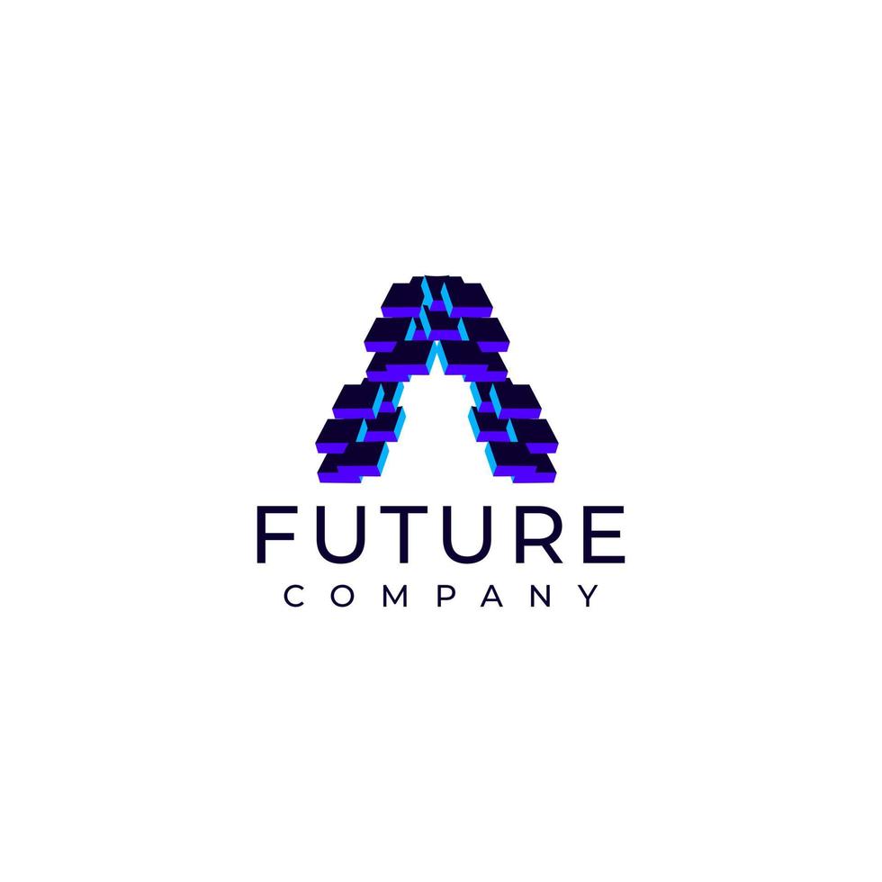 tech a letter startup modern flat logo vector