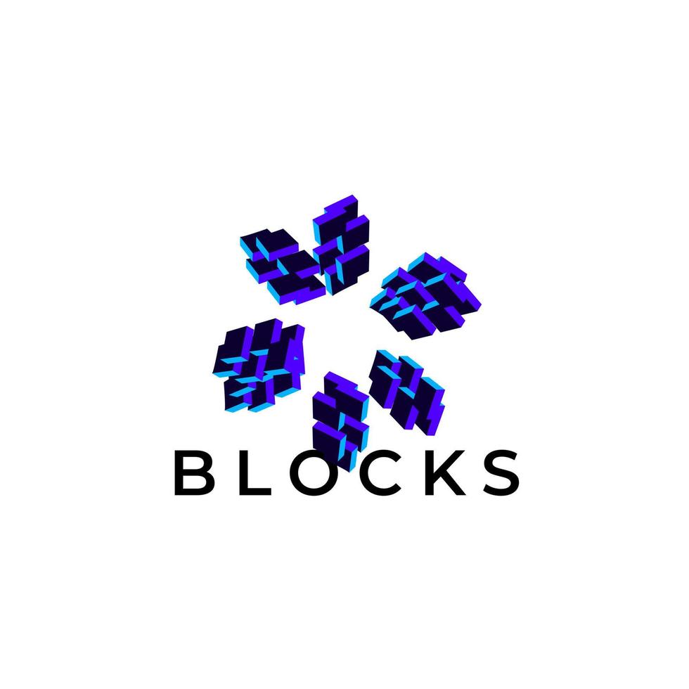 abstract block tech modern logo design vector