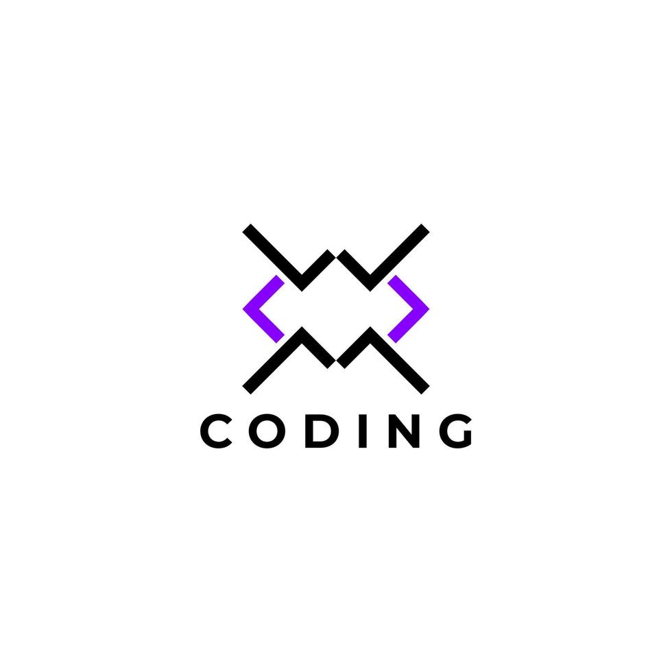 dynamic letter monogram w m coding flat abstract logo vector