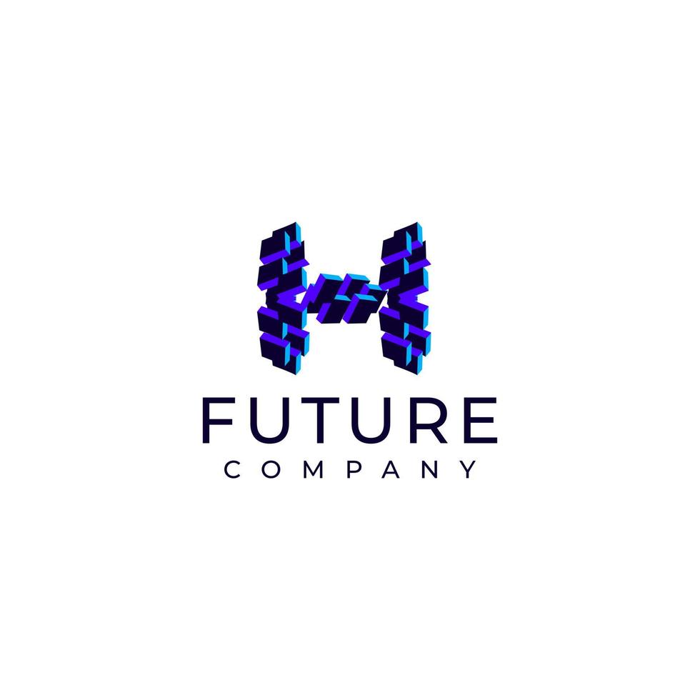 tech h letter startup modern flat logo vector
