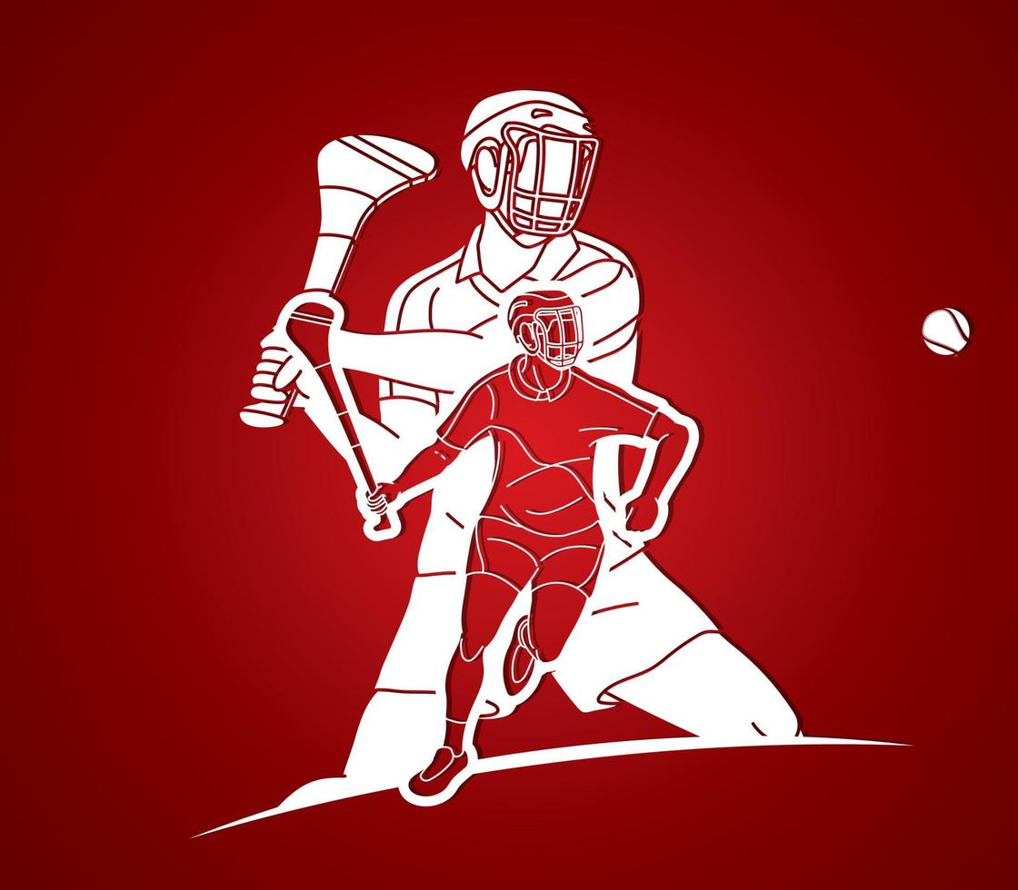 Group of Hurling Players vector