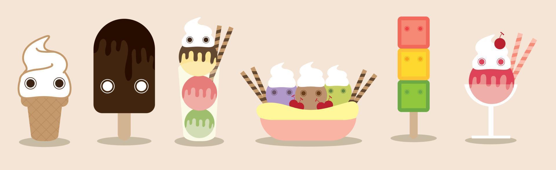 helados dibujos animados lindo vector