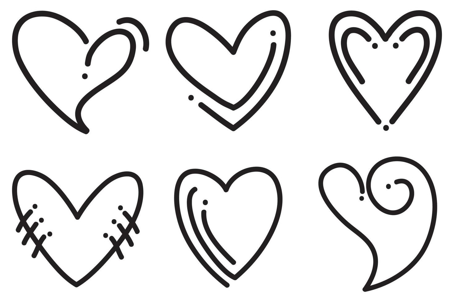 Doodle Hearts, hand drawn love hearts. Vector illustration.