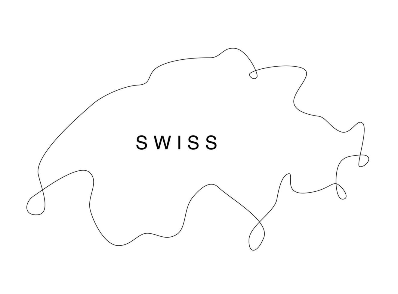 Line art Swiss map. continuous line Switzerland map. vector illustration. single outline Europa state.