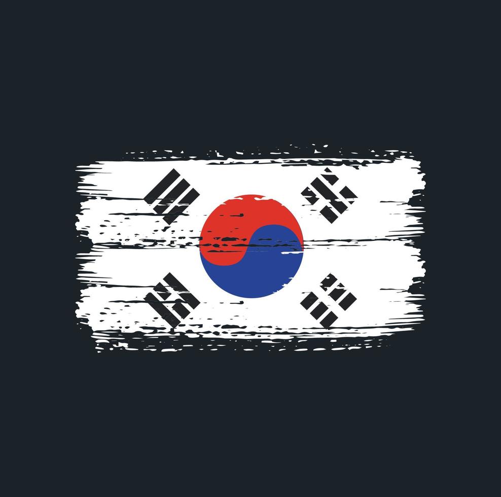 trazos de pincel de la bandera de corea del sur. bandera nacional vector