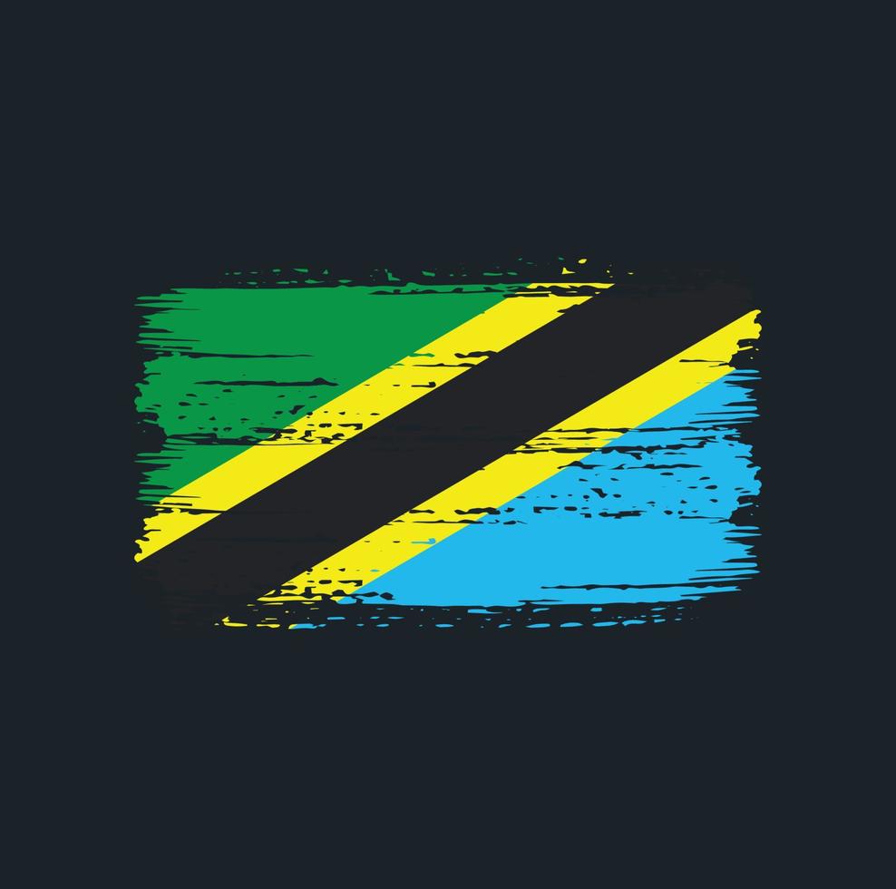 trazos de pincel de bandera de tanzania. bandera nacional vector